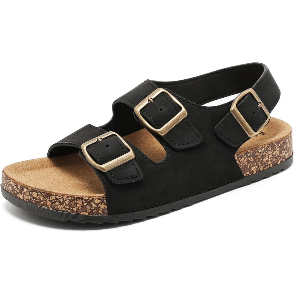 image:imageMules Femme SandalesHomme Antidrapantes Sabots t Plates En Lige SandalesMode Rglables Boucles Plateforme Chaussons Pantoufles de plageNoir