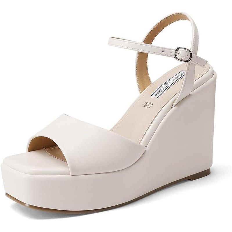 image:imageQUEEN HELENA Chaussures compenses talons hauts Sandales Hautes avec Plateau Casual Femme ZM9914Beige