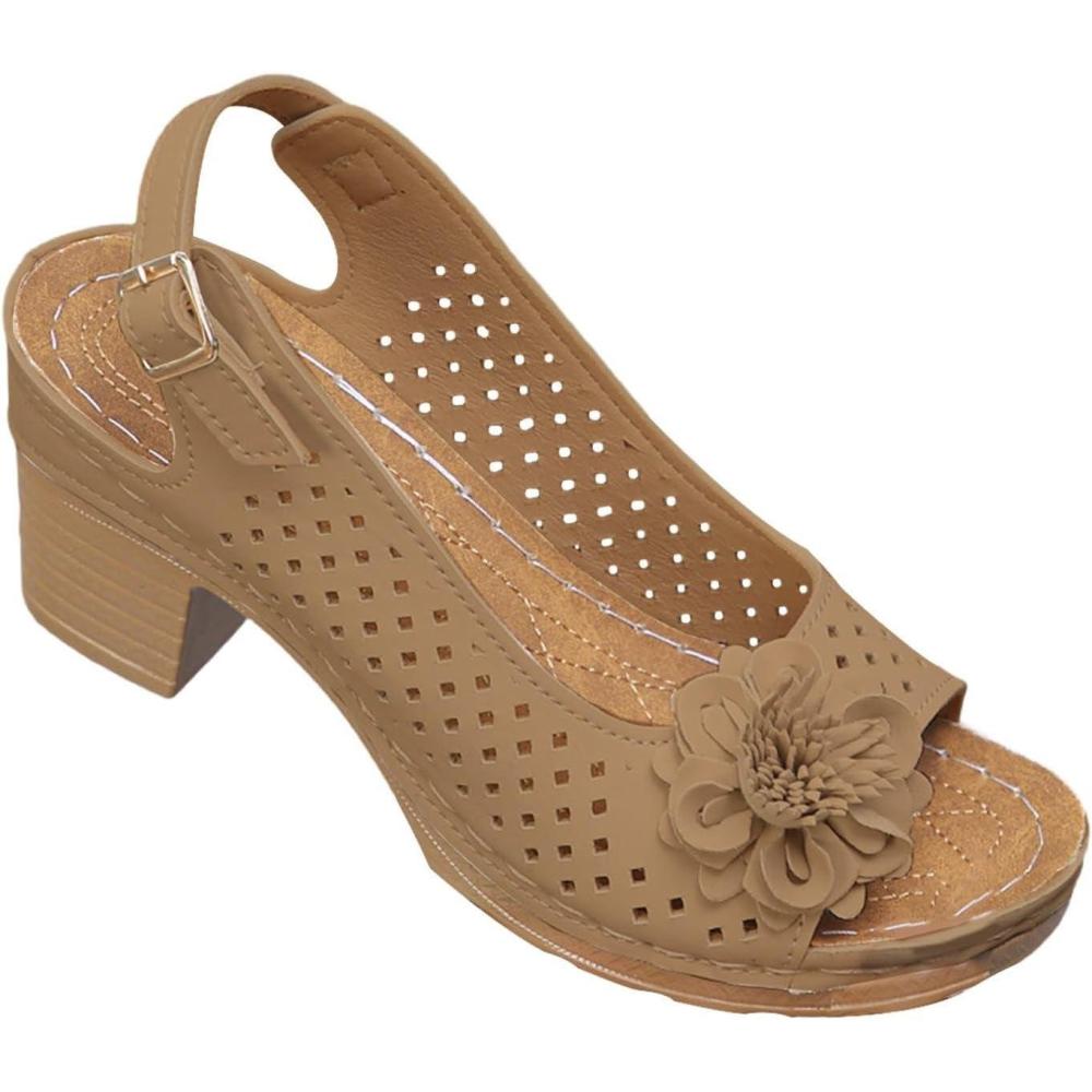 image:imageSandales talons pour femmes Escarpins talon compens pour femmes confortables sandales dcoupes bout ouvert sandales bout ouvert petit talon sandales dcontractes boucles rglablesMarron