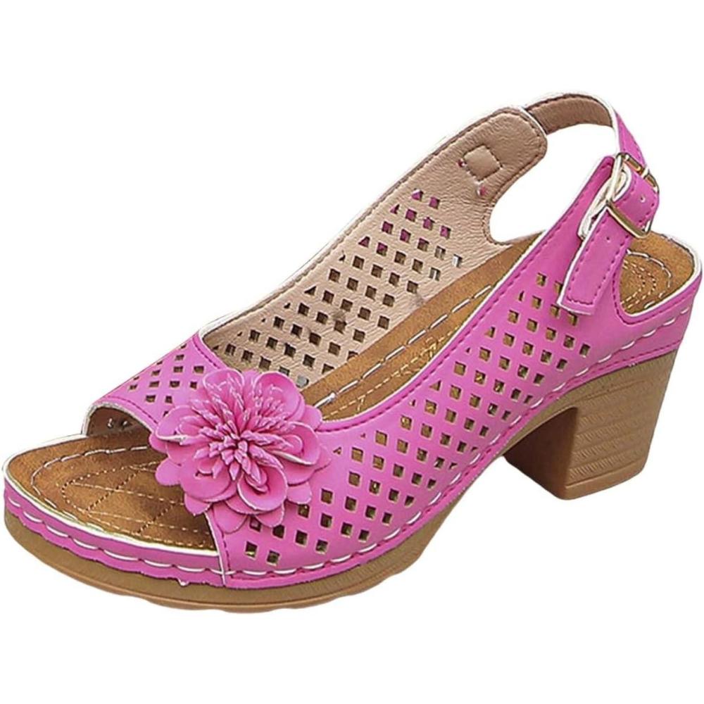 image:imageSandales talons pour femmes Escarpins talon compens pour femmes confortables sandales dcoupes bout ouvert sandales bout ouvert petit talon sandales dcontractes boucles rglablesRose