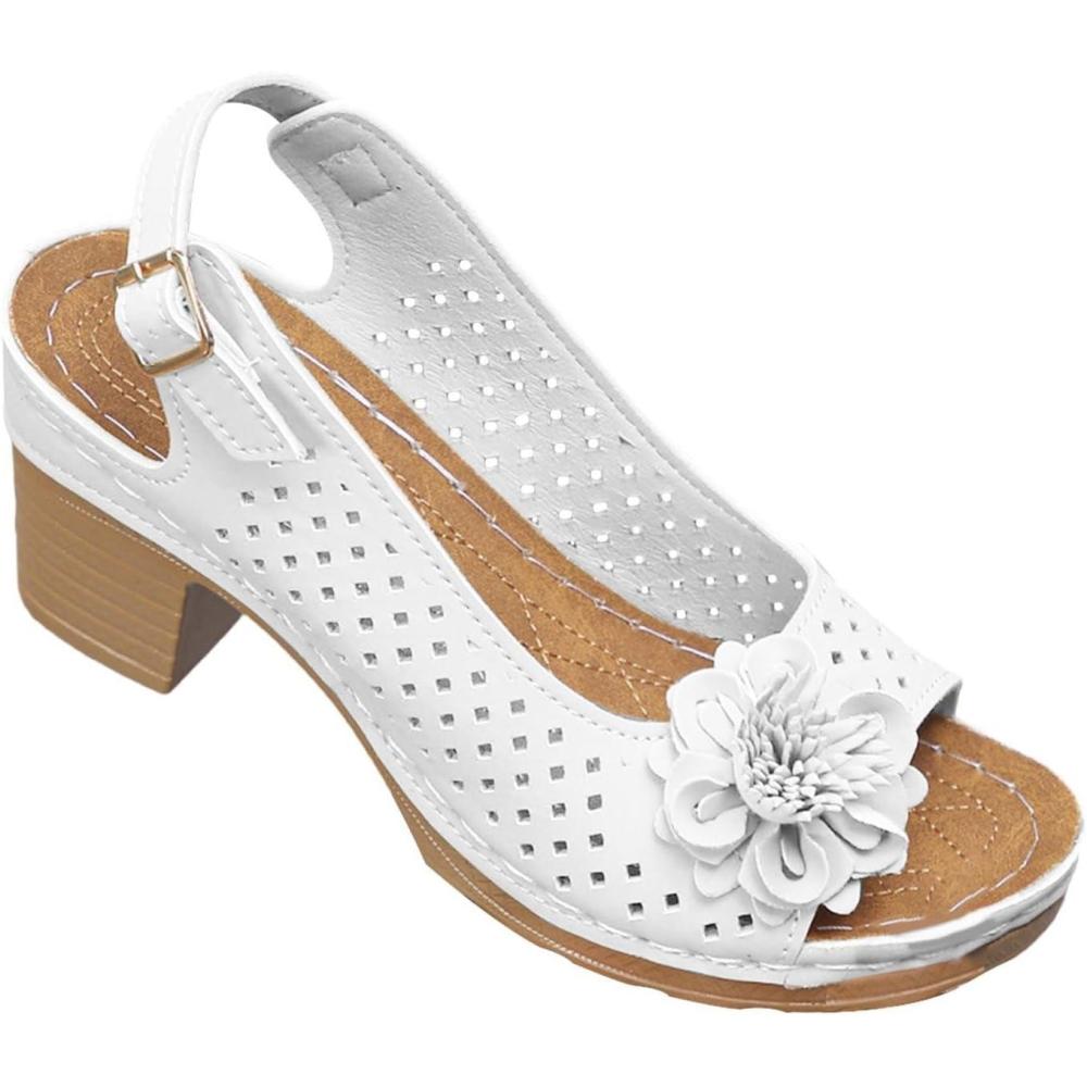 image:imageSandales talons pour femmes Escarpins talon compens pour femmes confortables sandales dcoupes bout ouvert sandales bout ouvert petit talon sandales dcontractes boucles rglablesBlanc