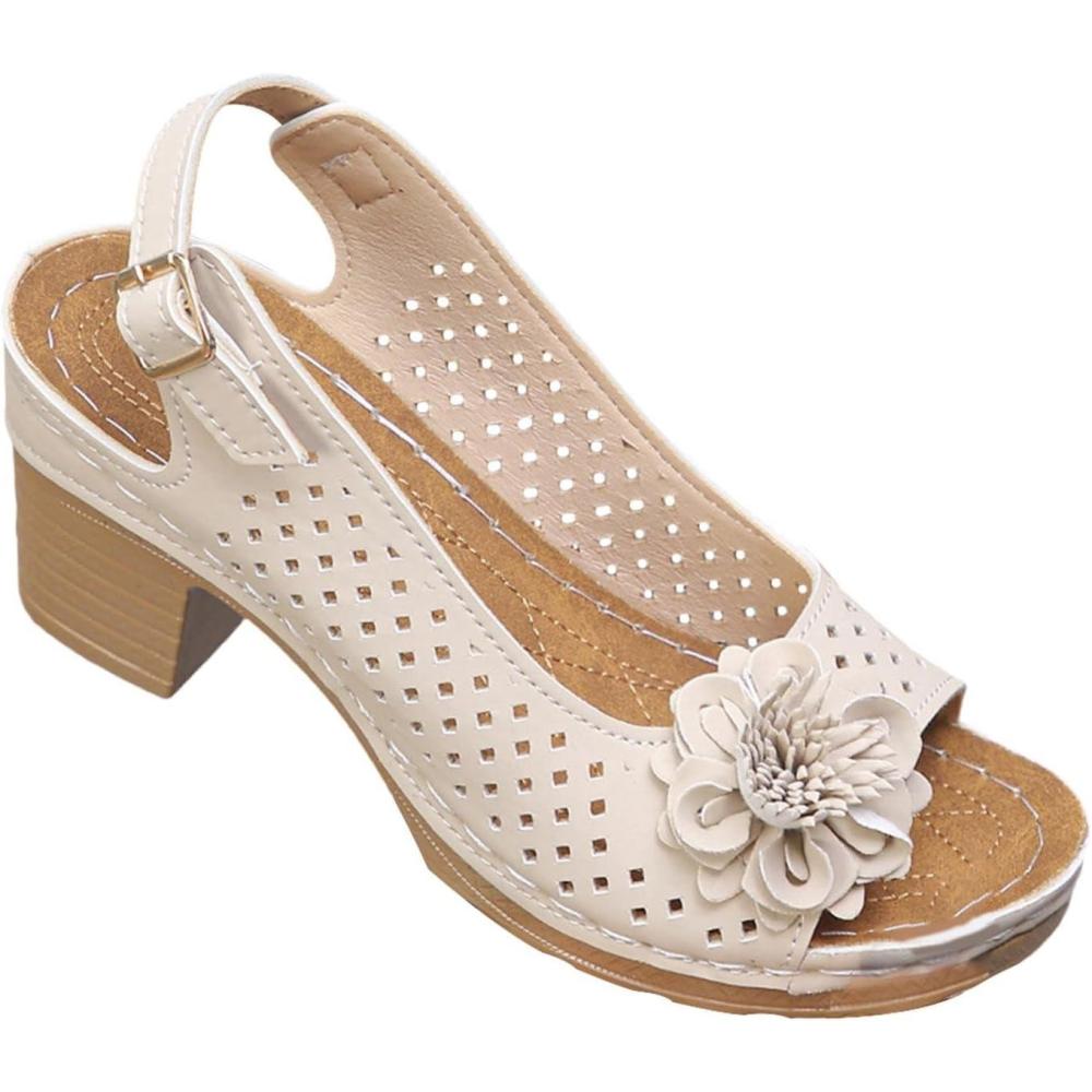 image:imageSandales talons pour femmes Escarpins talon compens pour femmes confortables sandales dcoupes bout ouvert sandales bout ouvert petit talon sandales dcontractes boucles rglablesBeige
