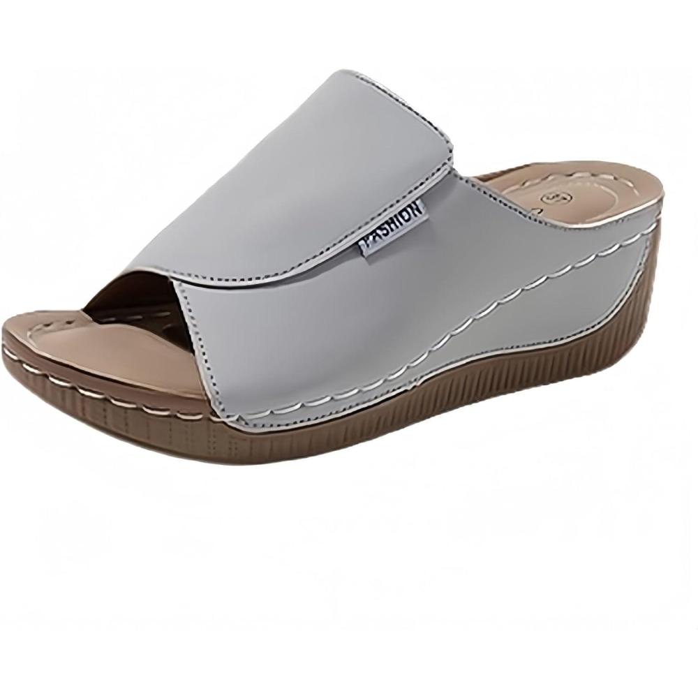 image:imageSandales Femme t Compenses Chic Orthopdique AntiDrapant Chaussure Chaussons Bout Ouvert Pantoufles Plateforme Chaussures De Plage Claquettes Lger MulesY2 Grey