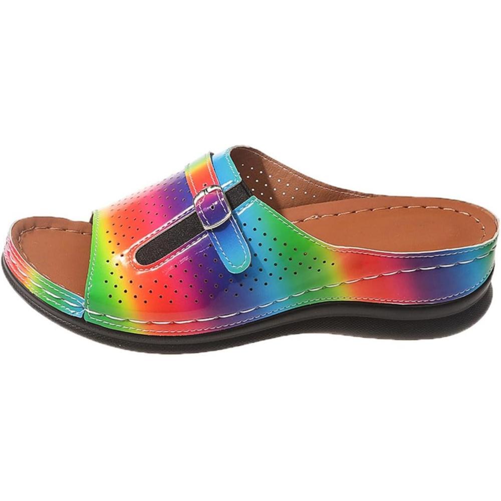 image:imageSandales Femme t Compenses Chic Orthopdique AntiDrapant Chaussure Chaussons Bout Ouvert Pantoufles Plateforme Chaussures De Plage Claquettes Lger MulesWatermelon Red