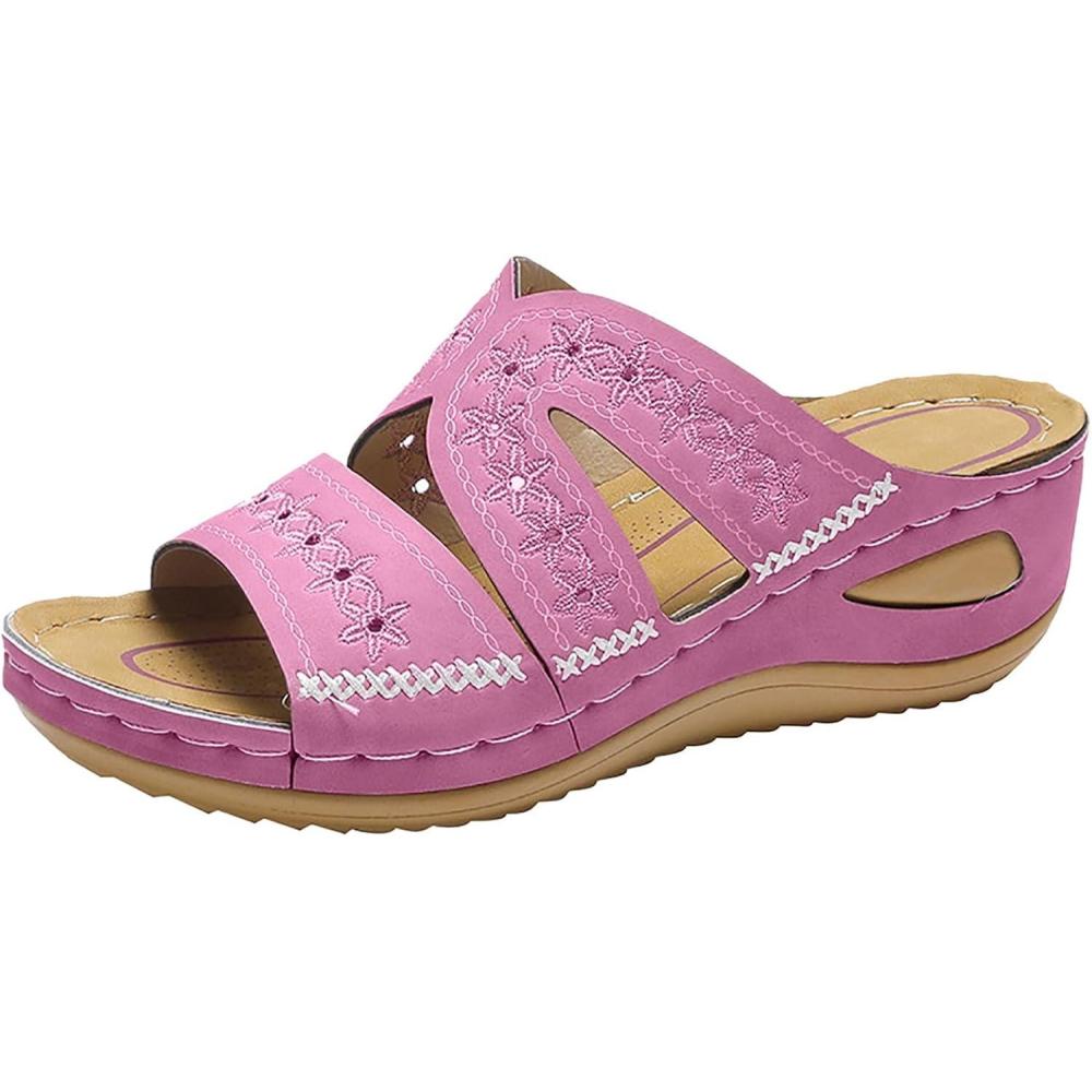 image:imageSandales Femmes t Sandales Antidrapantes Respirantes Bohme Bout Ouvert Sandales Orthopdique Confortables Plateforme Chaussures Sandales Femme t Confortable avec Talon Bloc De Marche FemmeViolet D