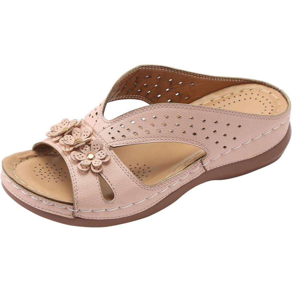 image:imageSandales Femmes t Sandales Antidrapantes Respirantes Bohme Bout Ouvert Sandales Orthopdique Confortables Plateforme Chaussures Sandales Femme t Confortable avec Talon Bloc De Marche FemmeRose A