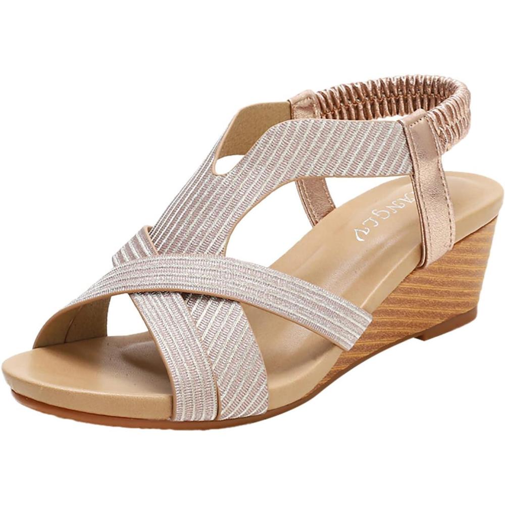 image:imageSandales compenses pour femme Sandales orthopdiques avec boucle dcontracte et flexibles Sandales talon tendance Bout ouvert Antidrapantes Pour fte randonne mariageA