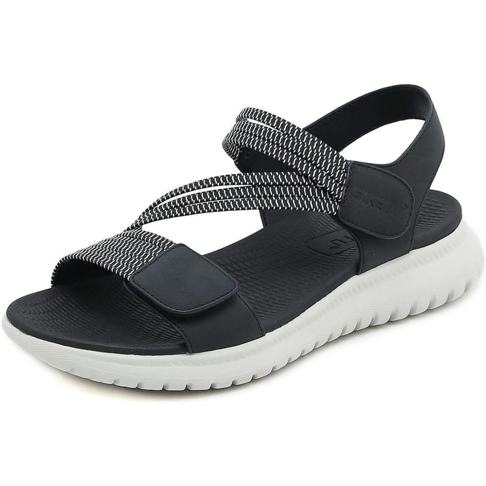 image:imageSandales de Randonne  Plat dt pour Femmes Sandales de Marche Lgres  Bout Ouvert Chaussures deau de Plage Taille 3642 EUNoir