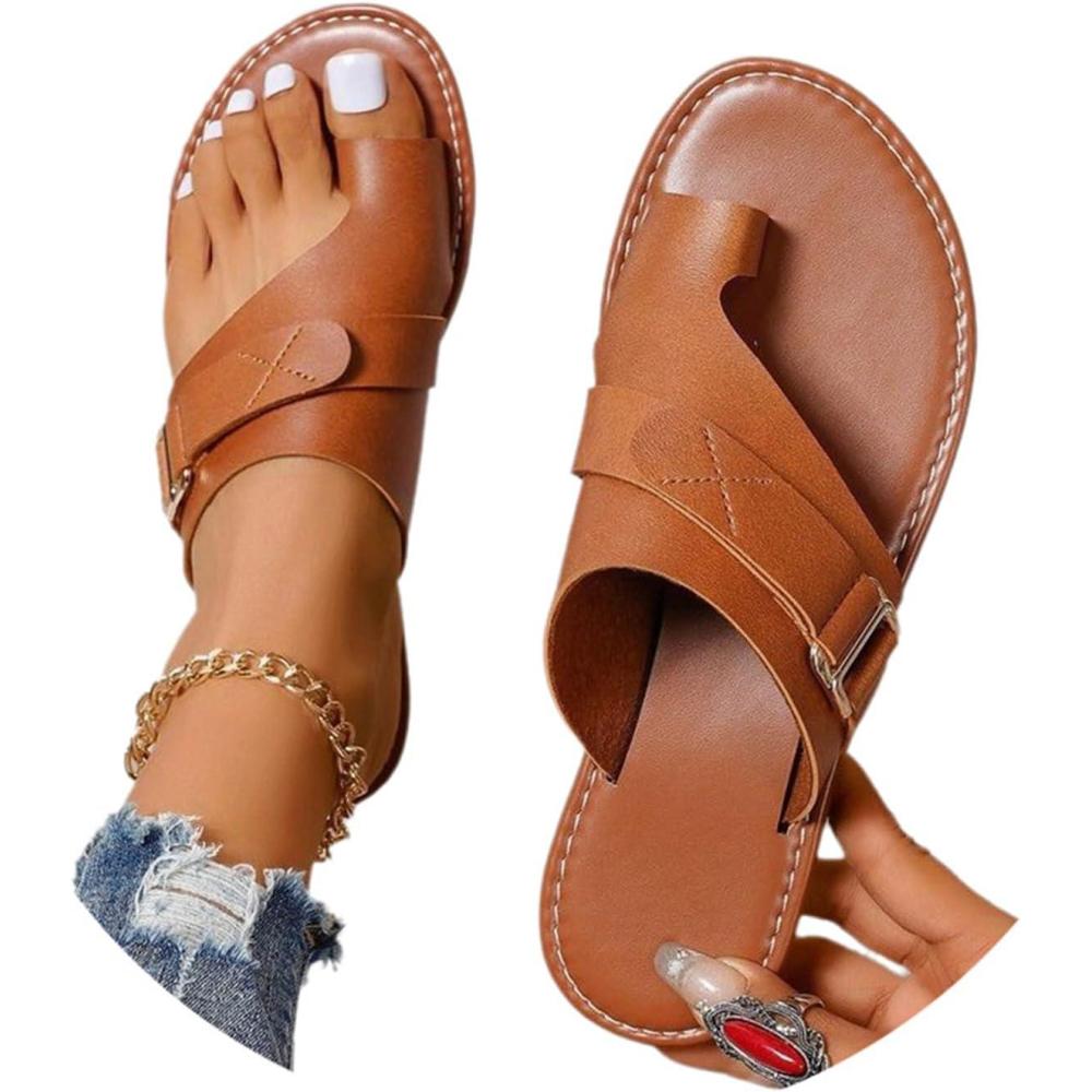 image:imageSandales dt pour femmes chaussures Hallux Valgus gros orteil sandales orthopdiques pantoufles confortables sandales de plage dt sandales en maille mulesC Marron