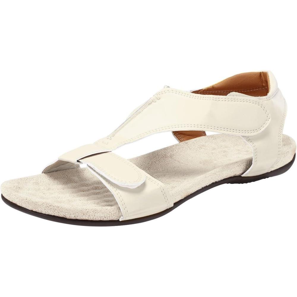 image:imageSandales orthopdiques compenses pour femme avec soutien de la vote plantaire Sandales compenses enfiler Large largeur Bout ouvert Rglable Fermeture facile Velcro Chaussures deBlanc