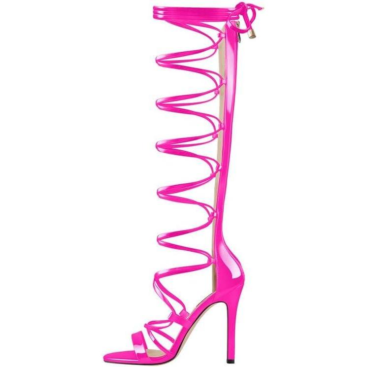 image:imageVERISSON Sandales  talons hauts pour femme  Sandales romaines  lanires avec talon aiguilleFuchsia