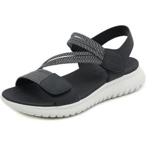 Sandales de Randonnée à Plat d&rsquo;été pour Femmes Sandales de Marche Légères à Bout Ouvert Chaussures d&rsquo;eau de Plage Taille: 36-42 EU(Noir)
