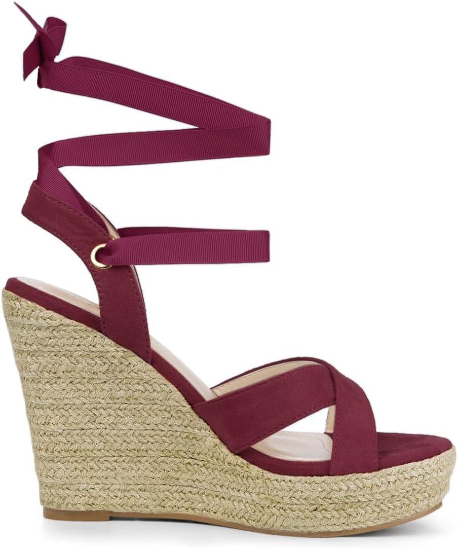 image:imageAllegra K Sandales compenses Lacets Espadrille pour FemmesBourgogne
