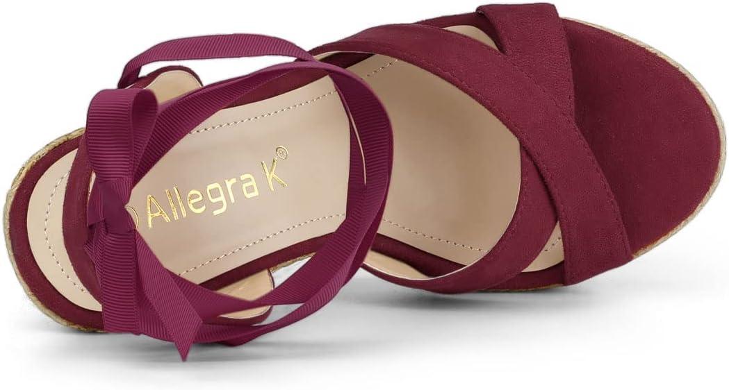 image:imageAllegra K Sandales compenses Lacets Espadrille pour FemmesBourgogne