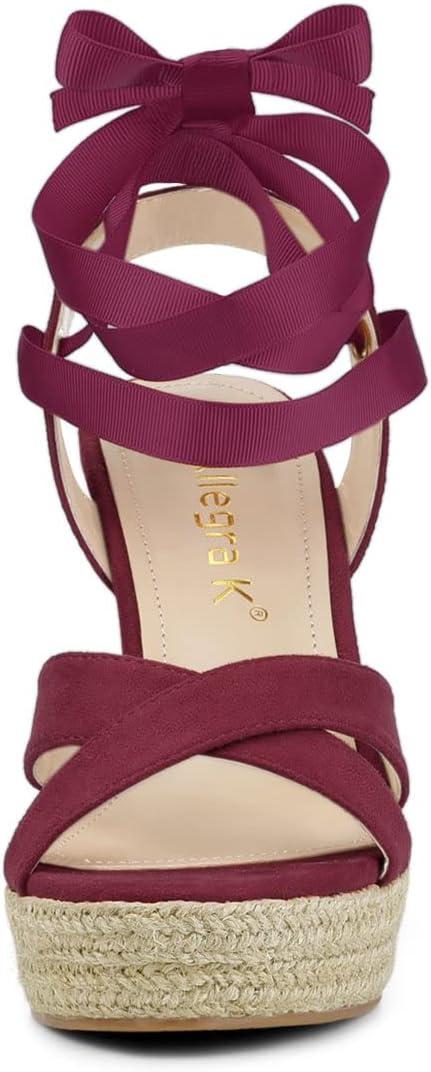 image:imageAllegra K Sandales compenses Lacets Espadrille pour FemmesBourgogne