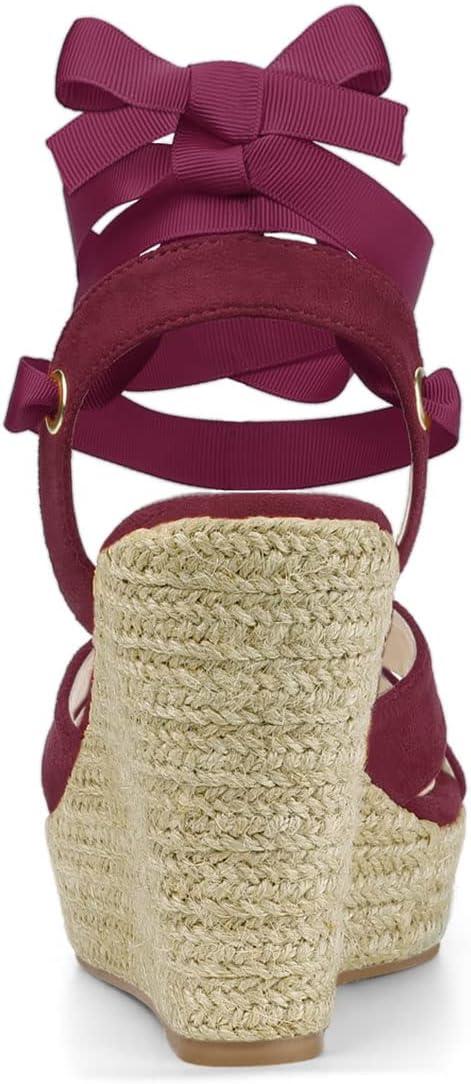 image:imageAllegra K Sandales compenses Lacets Espadrille pour FemmesBourgogne