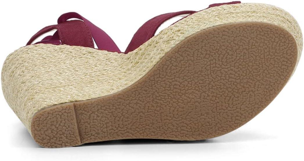 image:imageAllegra K Sandales compenses Lacets Espadrille pour FemmesBourgogne