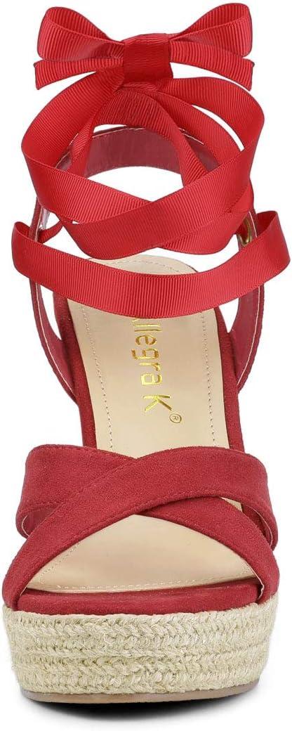image:imageAllegra K Sandales compenses Lacets Espadrille pour FemmesRouge