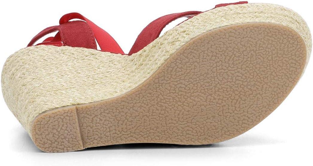 image:imageAllegra K Sandales compenses Lacets Espadrille pour FemmesRouge
