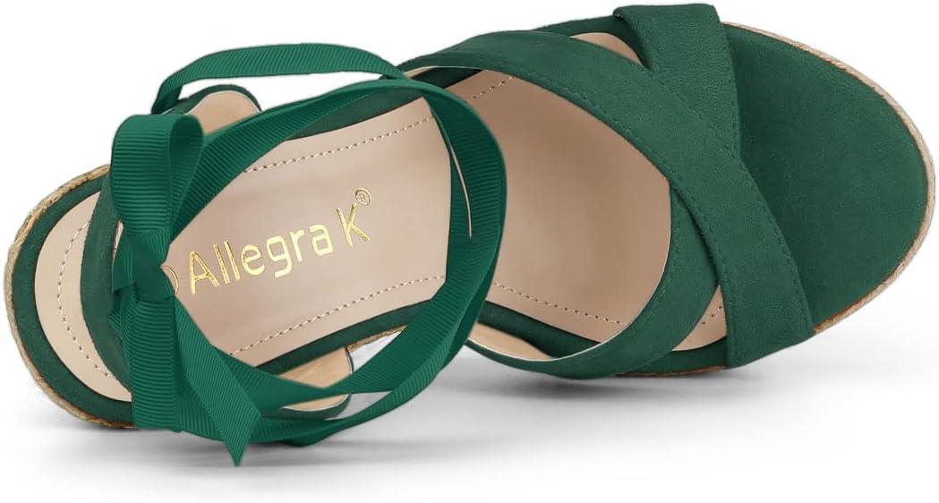 image:imageAllegra K Sandales compenses Lacets Espadrille pour FemmesVert meraude