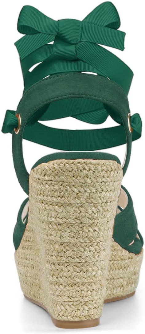 image:imageAllegra K Sandales compenses Lacets Espadrille pour FemmesVert meraude