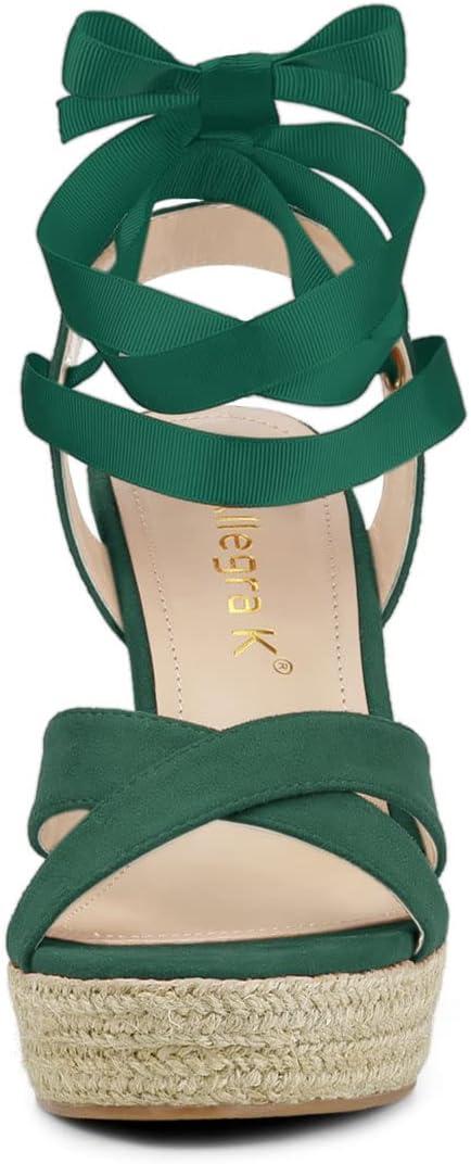 image:imageAllegra K Sandales compenses Lacets Espadrille pour FemmesVert meraude