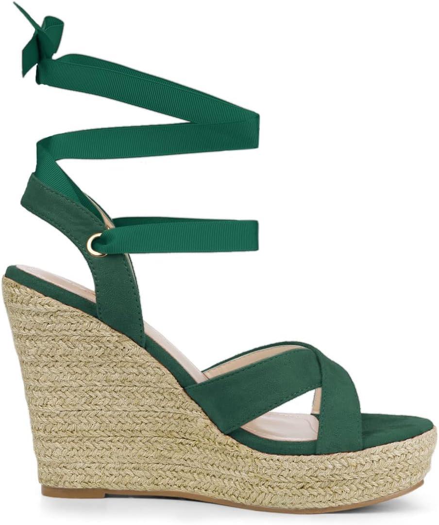 image:imageAllegra K Sandales compenses Lacets Espadrille pour FemmesVert meraude