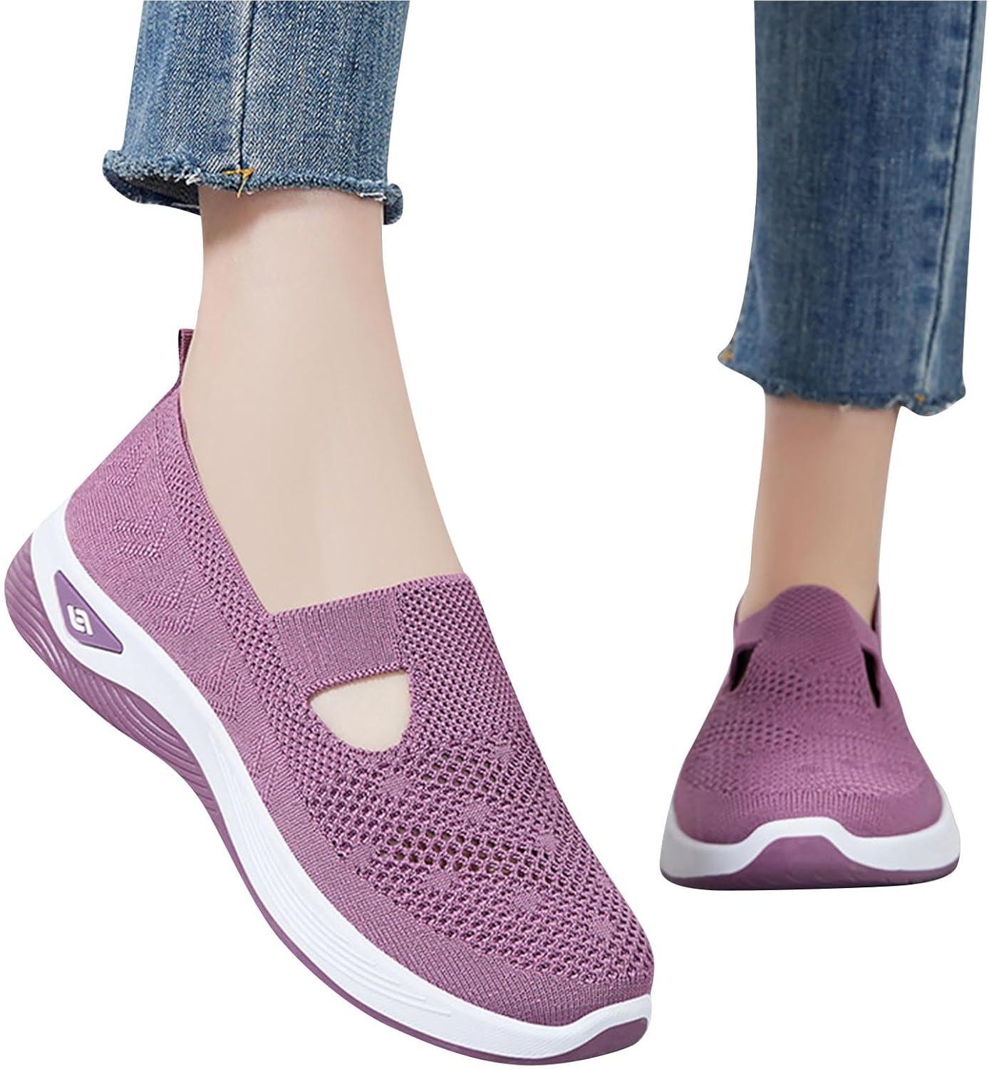 image:imageChaussures Femme Confort Chic Baskets OrthopDiques Plateforme pour Femmes Chaussuresde Sport Maille AntidRapantes Jogging Baskets OrthopDiques de Course LGRes et Respirantes Gym OutdoorB Rose Vif