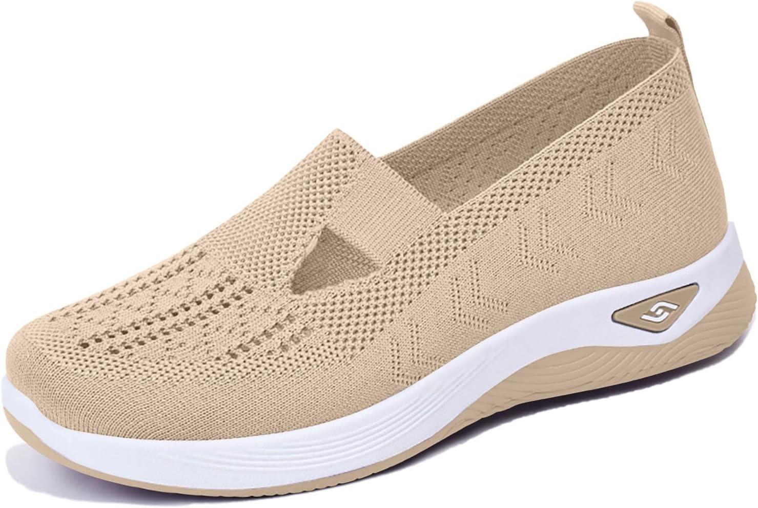 image:imageChaussures Femme Confort Chic Baskets OrthopDiques Plateforme pour Femmes Chaussuresde Sport Maille AntidRapantes Jogging Baskets OrthopDiques de Course LGRes et Respirantes Gym OutdoorC Beige