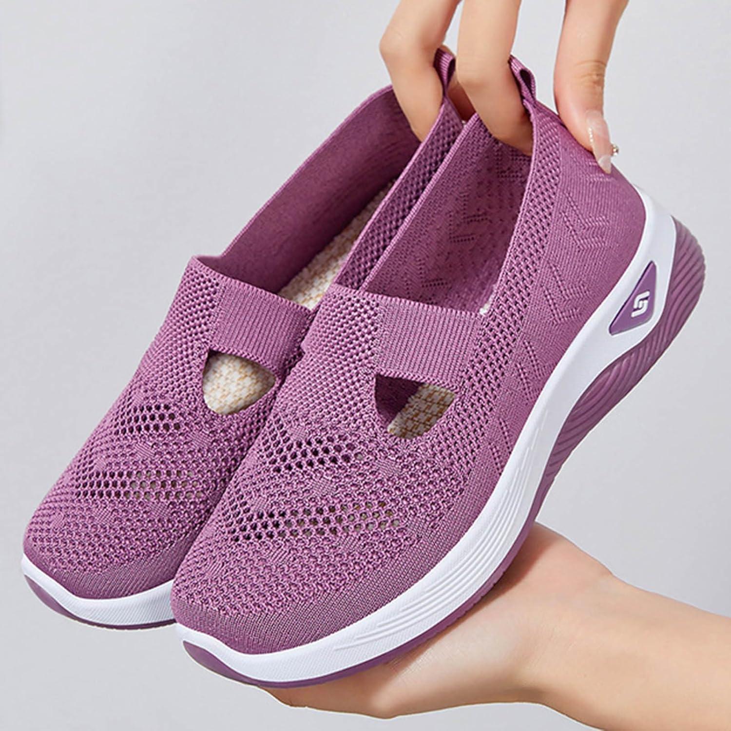 image:imageChaussures Femme Confort Chic Baskets OrthopDiques Plateforme pour Femmes Chaussuresde Sport Maille AntidRapantes Jogging Baskets OrthopDiques de Course LGRes et Respirantes Gym OutdoorB Rose Vif