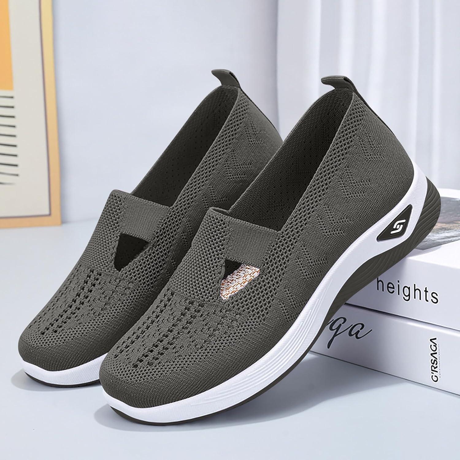 image:imageChaussures Femme Confort Chic Baskets OrthopDiques Plateforme pour Femmes Chaussuresde Sport Maille AntidRapantes Jogging Baskets OrthopDiques de Course LGRes et Respirantes Gym OutdoorC Gris