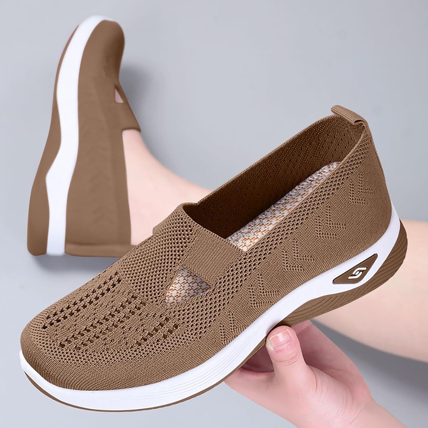 image:imageChaussures Femme Confort Chic Baskets OrthopDiques Plateforme pour Femmes Chaussuresde Sport Maille AntidRapantes Jogging Baskets OrthopDiques de Course LGRes et Respirantes Gym OutdoorC Kaki