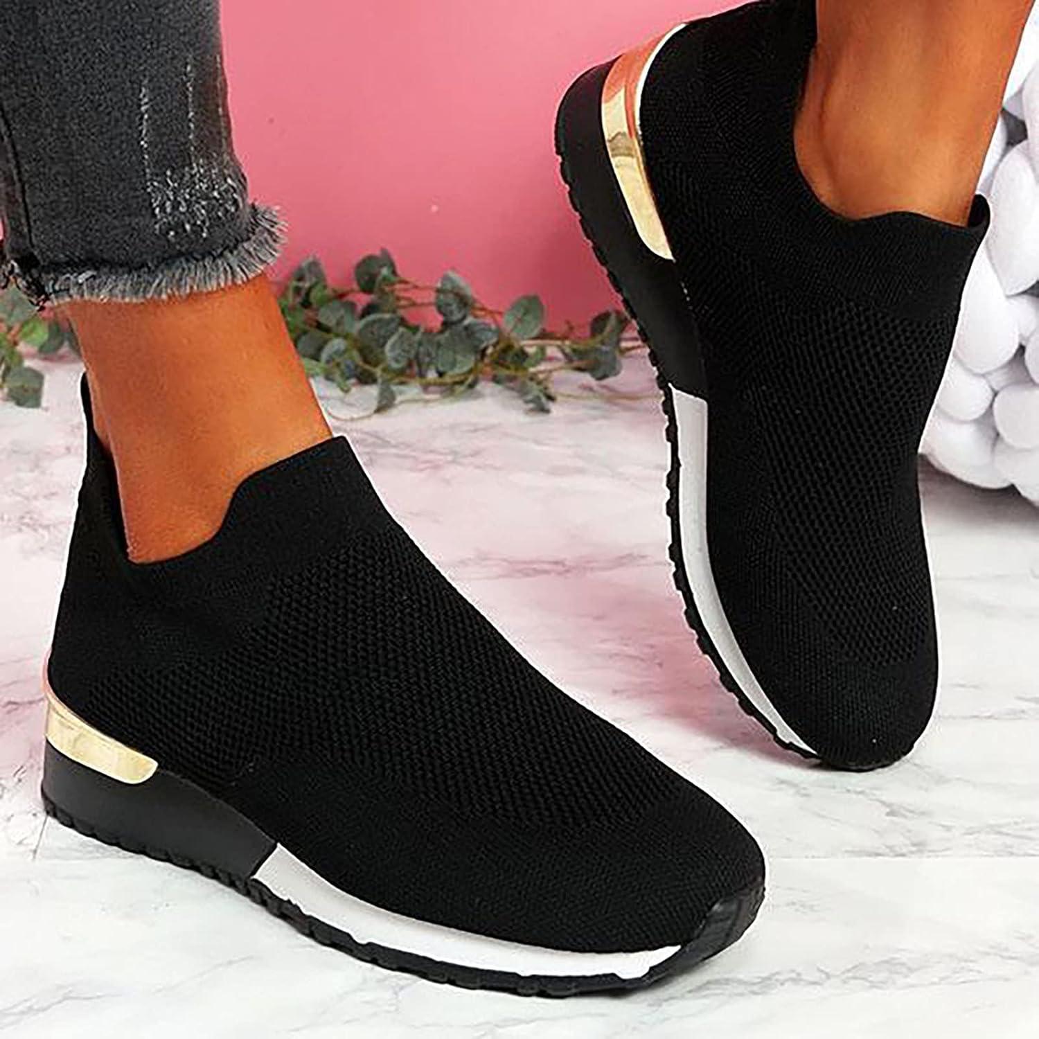 image:imageChaussures Femme Confort Chic Baskets OrthopDiques Plateforme pour Femmes Chaussuresde Sport Maille AntidRapantes Jogging Baskets OrthopDiques de Course LGRes et Respirantes Gym OutdoorA le Noir