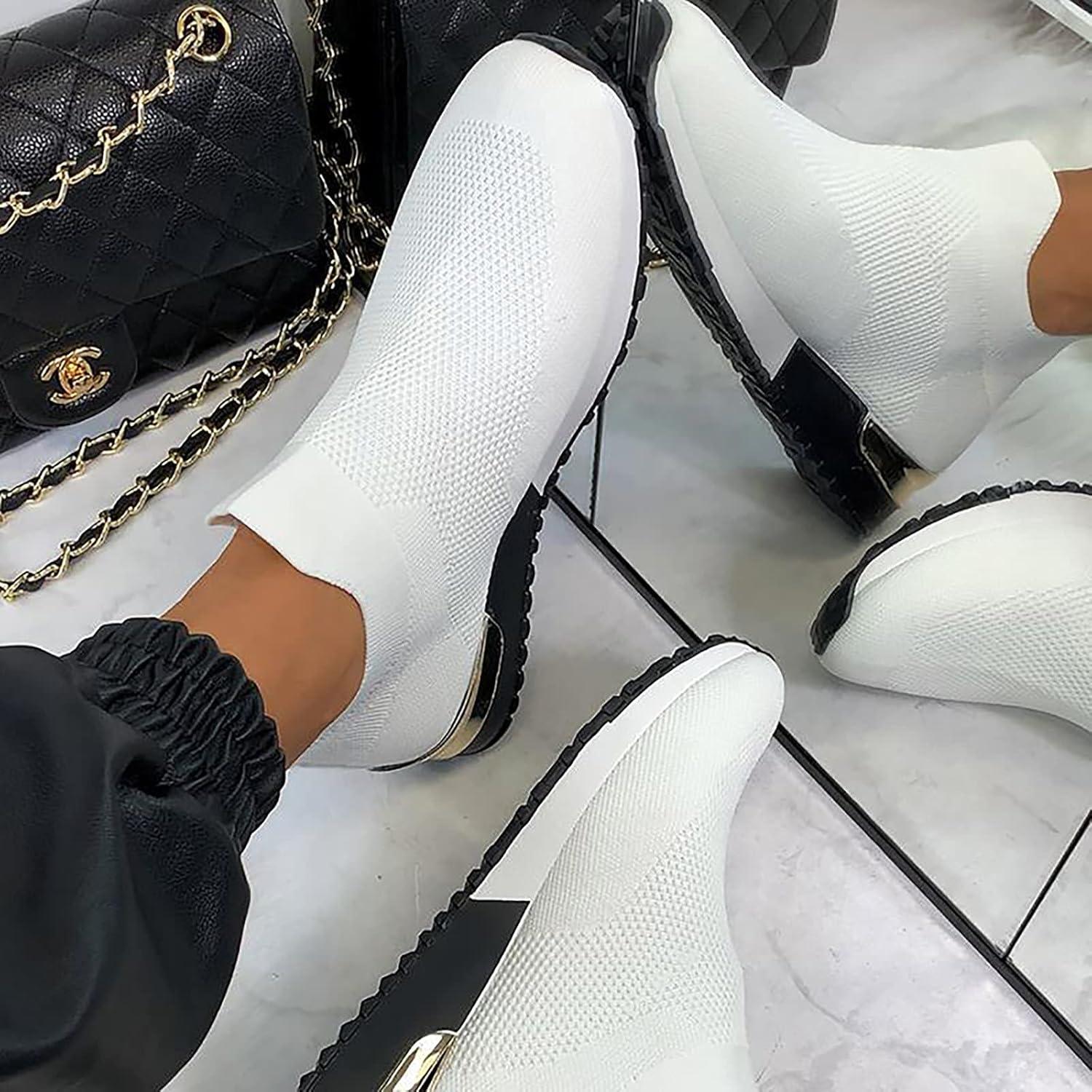 image:imageChaussures Femme Confort Chic Baskets OrthopDiques Plateforme pour Femmes Chaussuresde Sport Maille AntidRapantes Jogging Baskets OrthopDiques de Course LGRes et Respirantes Gym OutdoorA Blanc
