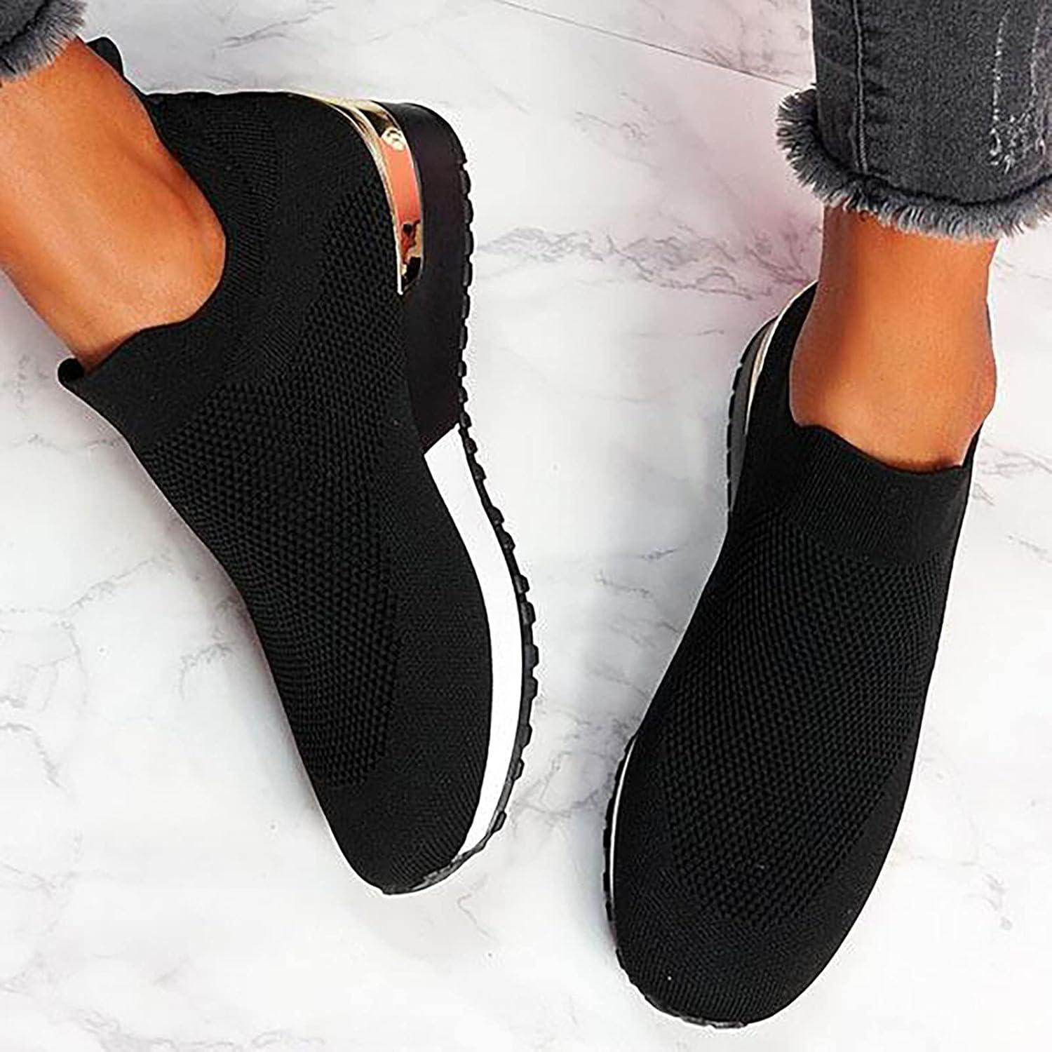 image:imageChaussures Femme Confort Chic Baskets OrthopDiques Plateforme pour Femmes Chaussuresde Sport Maille AntidRapantes Jogging Baskets OrthopDiques de Course LGRes et Respirantes Gym OutdoorA le Noir