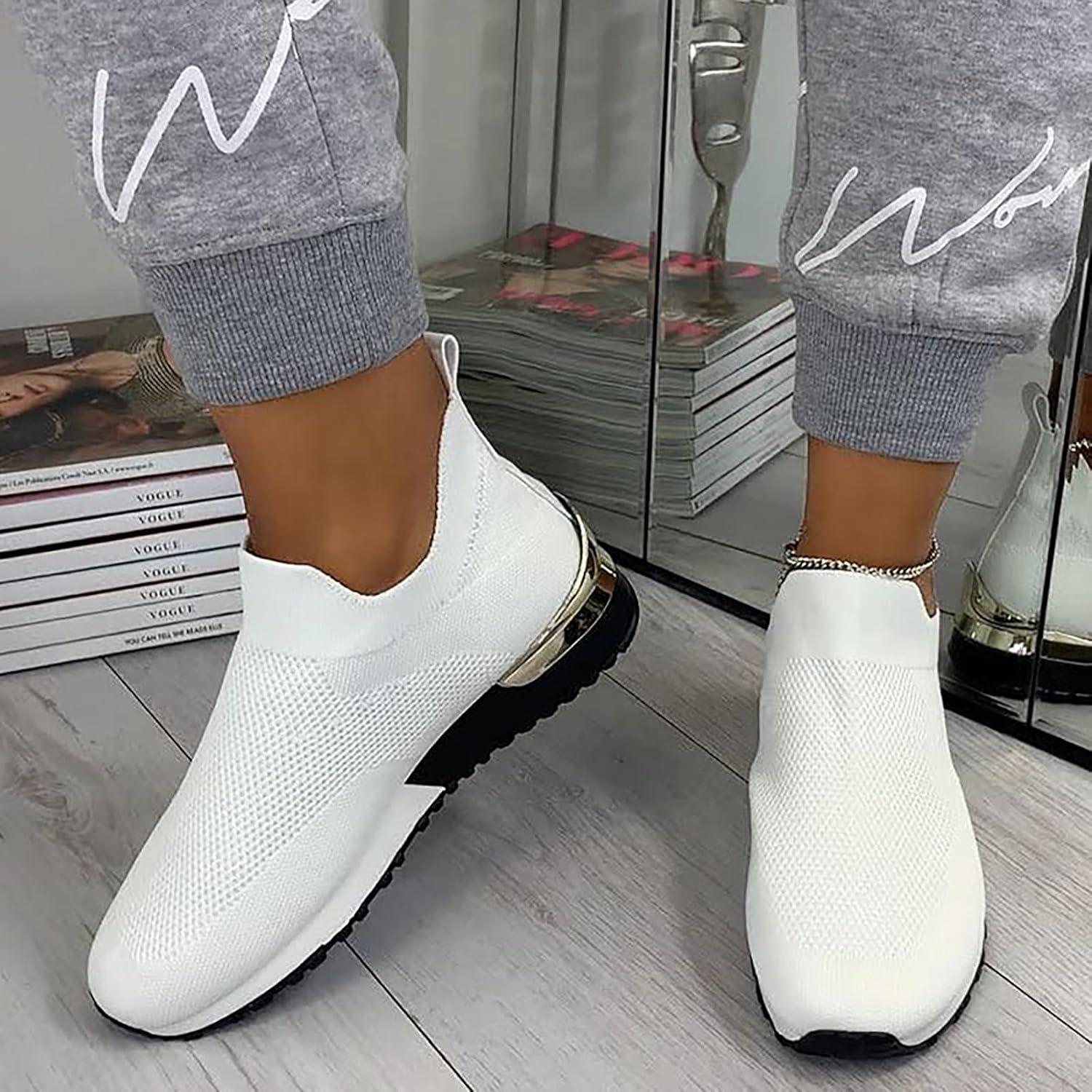 image:imageChaussures Femme Confort Chic Baskets OrthopDiques Plateforme pour Femmes Chaussuresde Sport Maille AntidRapantes Jogging Baskets OrthopDiques de Course LGRes et Respirantes Gym OutdoorA Blanc