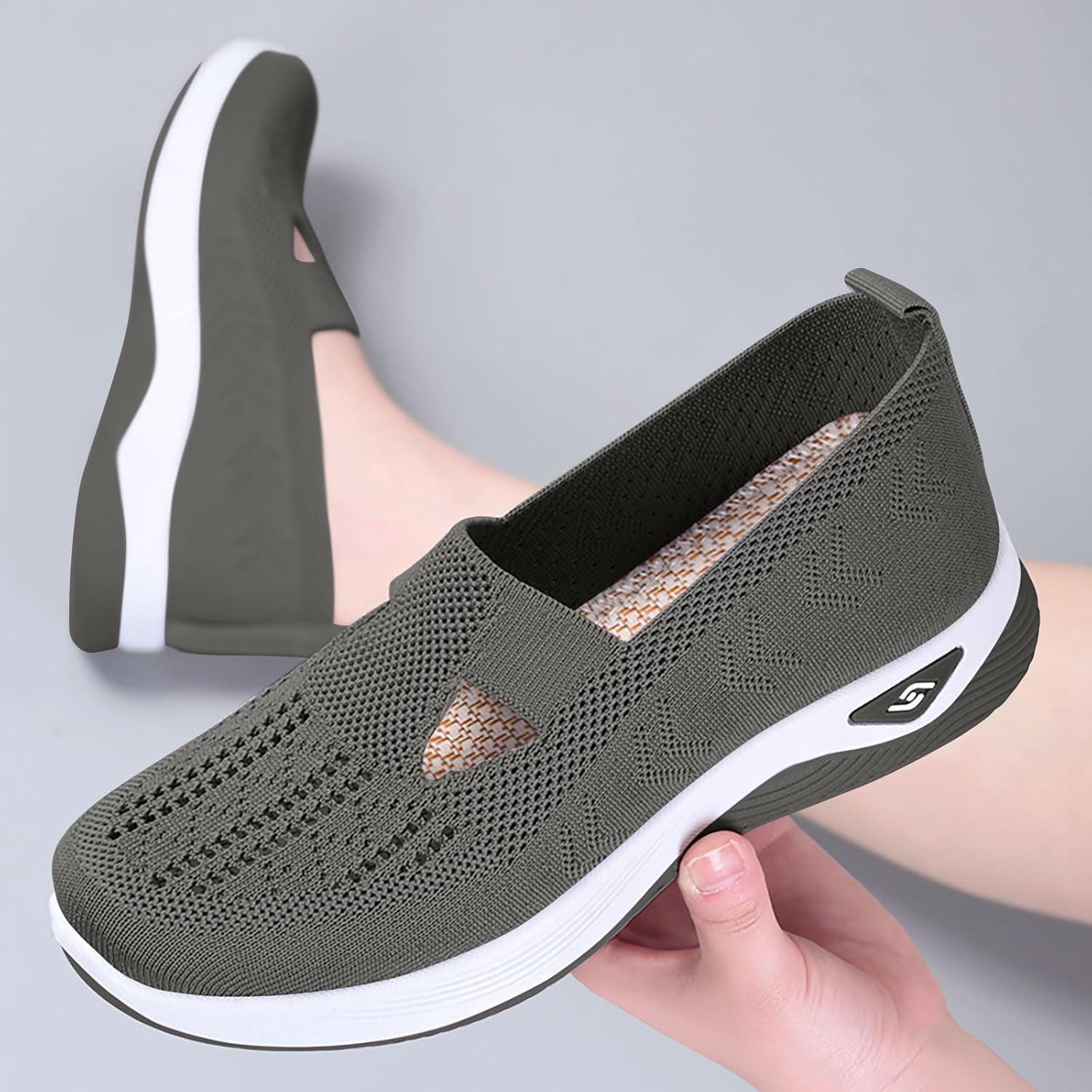 image:imageChaussures Femme Confort Chic Baskets OrthopDiques Plateforme pour Femmes Chaussuresde Sport Maille AntidRapantes Jogging Baskets OrthopDiques de Course LGRes et Respirantes Gym OutdoorC Gris