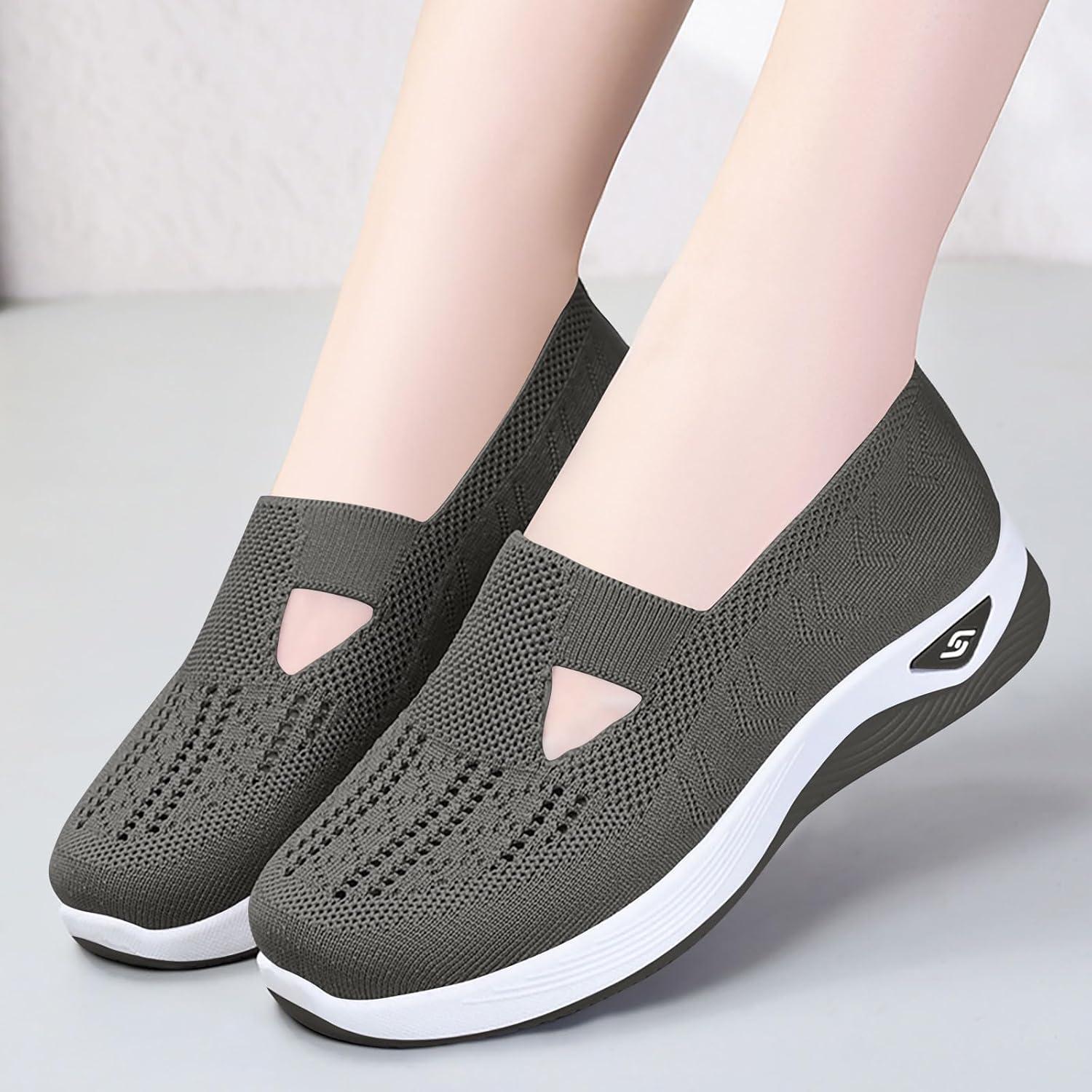 image:imageChaussures Femme Confort Chic Baskets OrthopDiques Plateforme pour Femmes Chaussuresde Sport Maille AntidRapantes Jogging Baskets OrthopDiques de Course LGRes et Respirantes Gym OutdoorC Gris