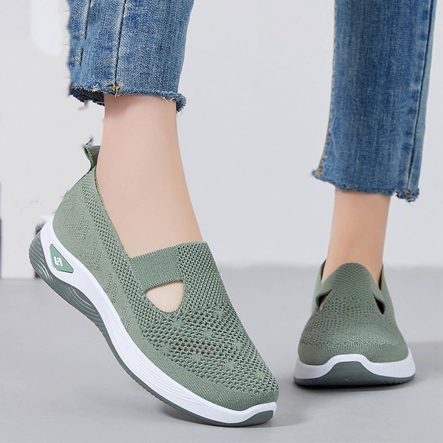 image:imageChaussures Femme Confort Chic Baskets OrthopDiques Plateforme pour Femmes Chaussuresde Sport Maille AntidRapantes Jogging Baskets OrthopDiques de Course LGRes et Respirantes Gym OutdoorB Vert