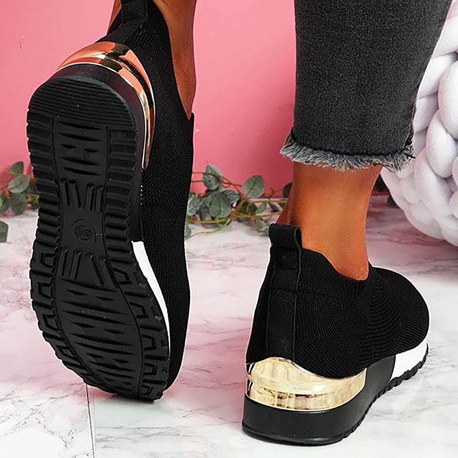 image:imageChaussures Femme Confort Chic Baskets OrthopDiques Plateforme pour Femmes Chaussuresde Sport Maille AntidRapantes Jogging Baskets OrthopDiques de Course LGRes et Respirantes Gym OutdoorA le Noir