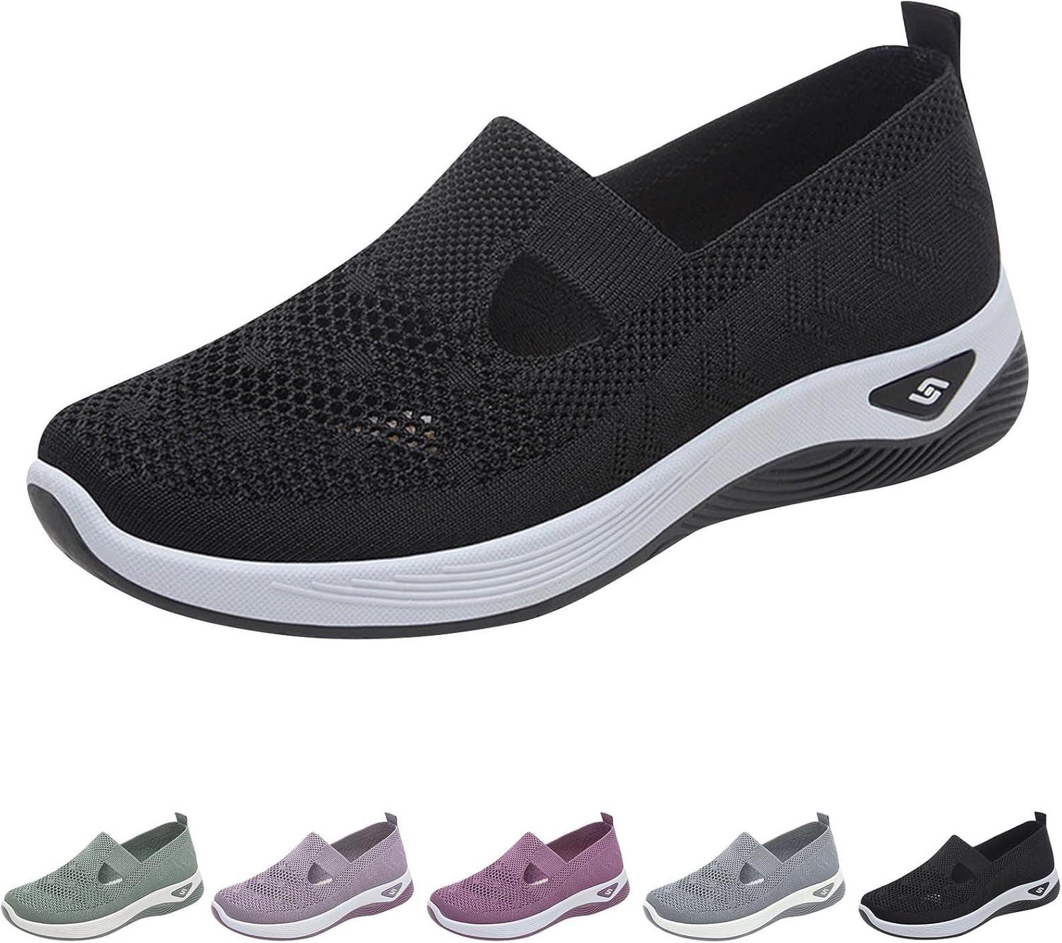 image:imageChaussures Femme Confort Chic Baskets OrthopDiques Plateforme pour Femmes Chaussuresde Sport Maille AntidRapantes Jogging Baskets OrthopDiques de Course LGRes et Respirantes Gym OutdoorB le Noir