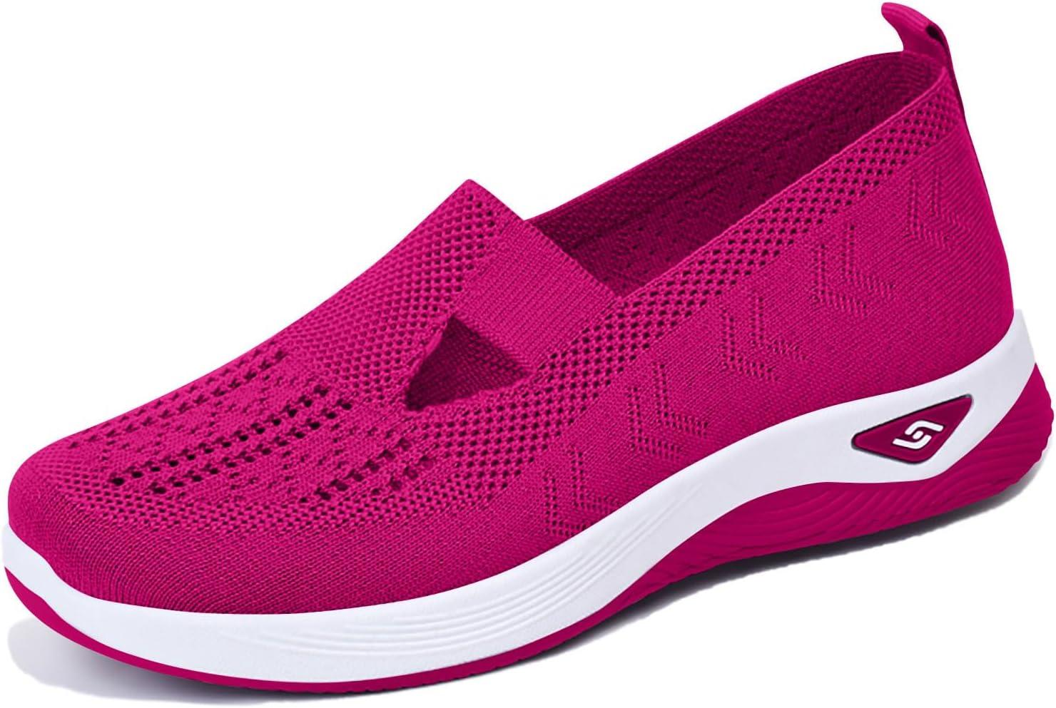 image:imageChaussures Femme Confort Chic Baskets OrthopDiques Plateforme pour Femmes Chaussuresde Sport Maille AntidRapantes Jogging Baskets OrthopDiques de Course LGRes et Respirantes Gym OutdoorC Rose Vif