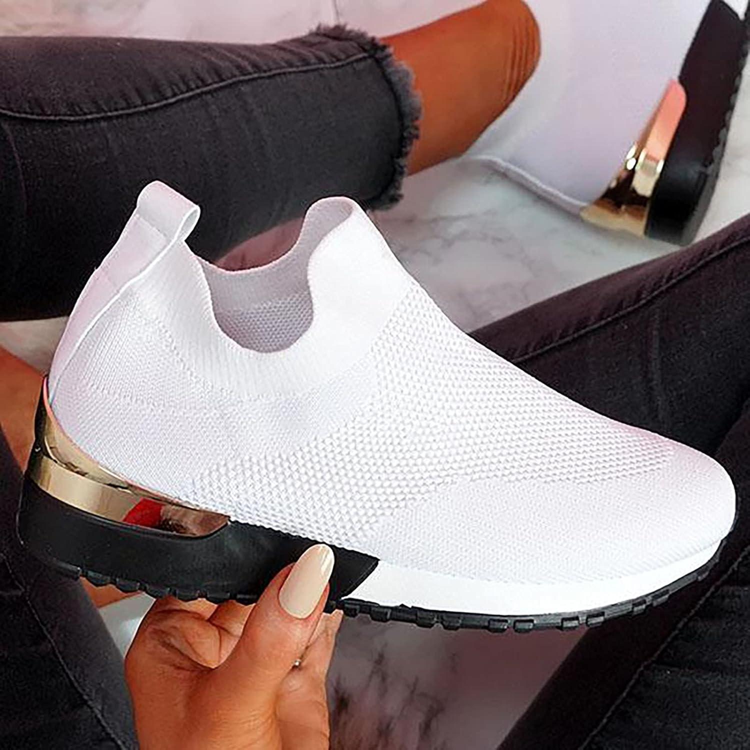 image:imageChaussures Femme Confort Chic Baskets OrthopDiques Plateforme pour Femmes Chaussuresde Sport Maille AntidRapantes Jogging Baskets OrthopDiques de Course LGRes et Respirantes Gym OutdoorA Blanc