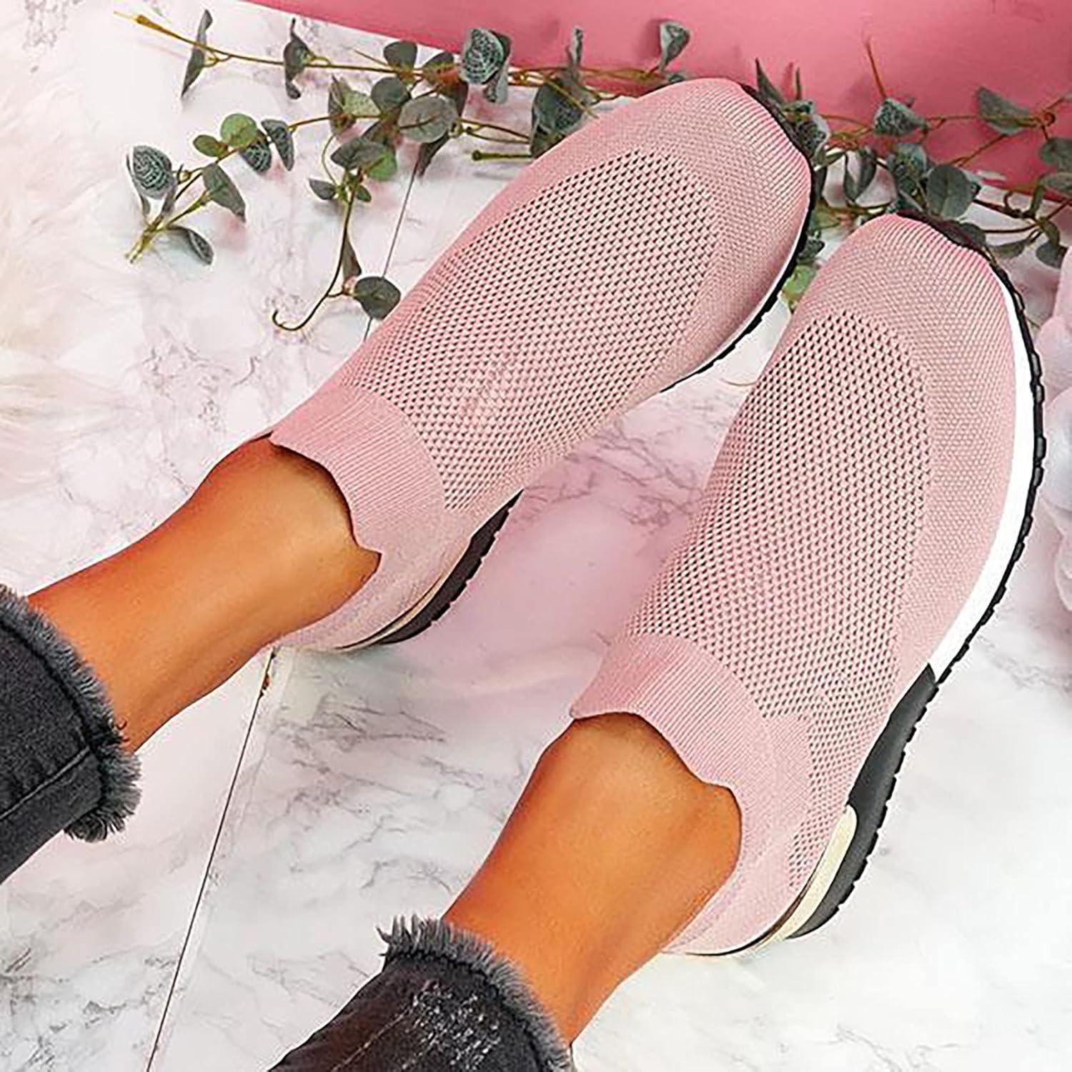 image:imageChaussures Femme Confort Chic Baskets OrthopDiques Plateforme pour Femmes Chaussuresde Sport Maille AntidRapantes Jogging Baskets OrthopDiques de Course LGRes et Respirantes Gym OutdoorA Rose