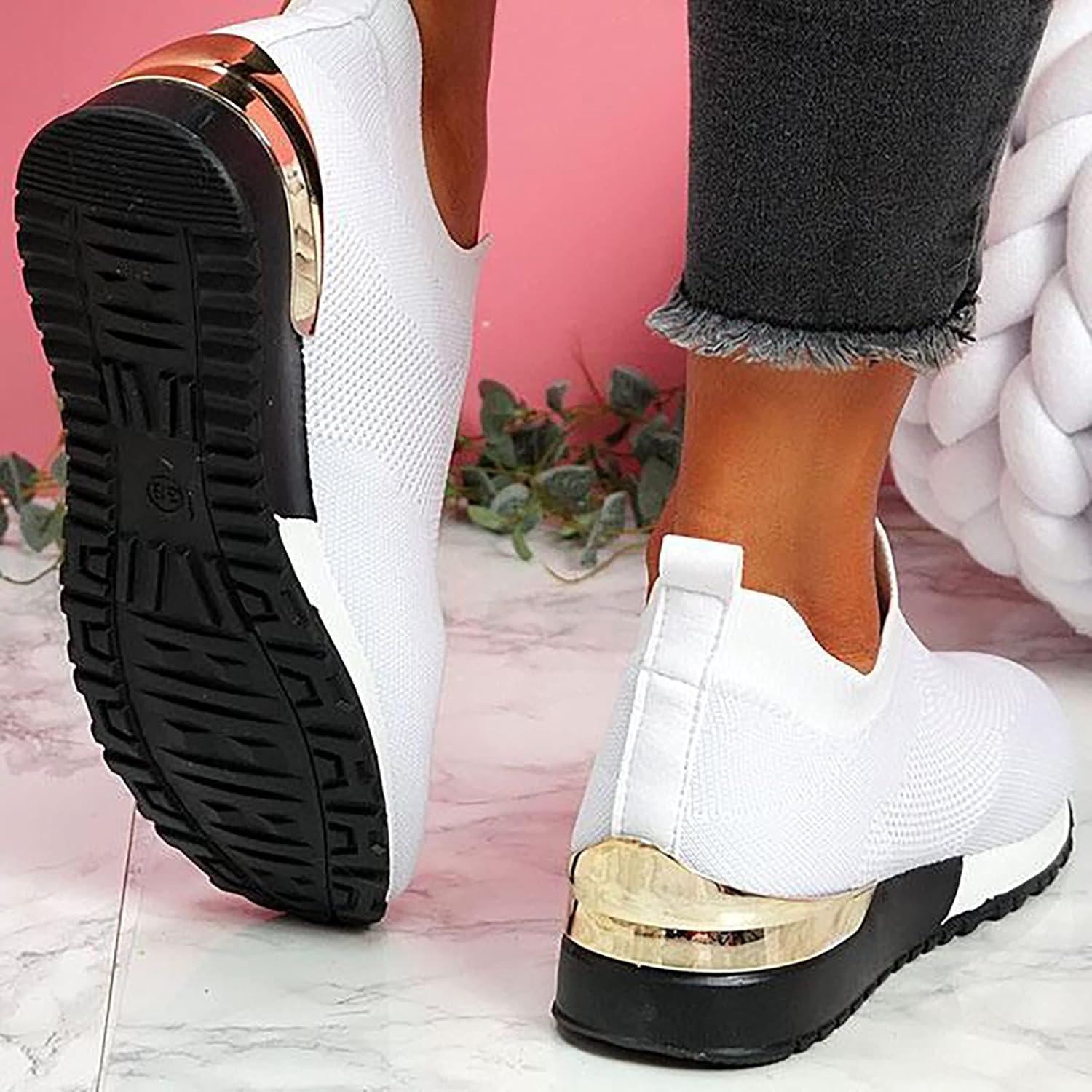 image:imageChaussures Femme Confort Chic Baskets OrthopDiques Plateforme pour Femmes Chaussuresde Sport Maille AntidRapantes Jogging Baskets OrthopDiques de Course LGRes et Respirantes Gym OutdoorA Blanc