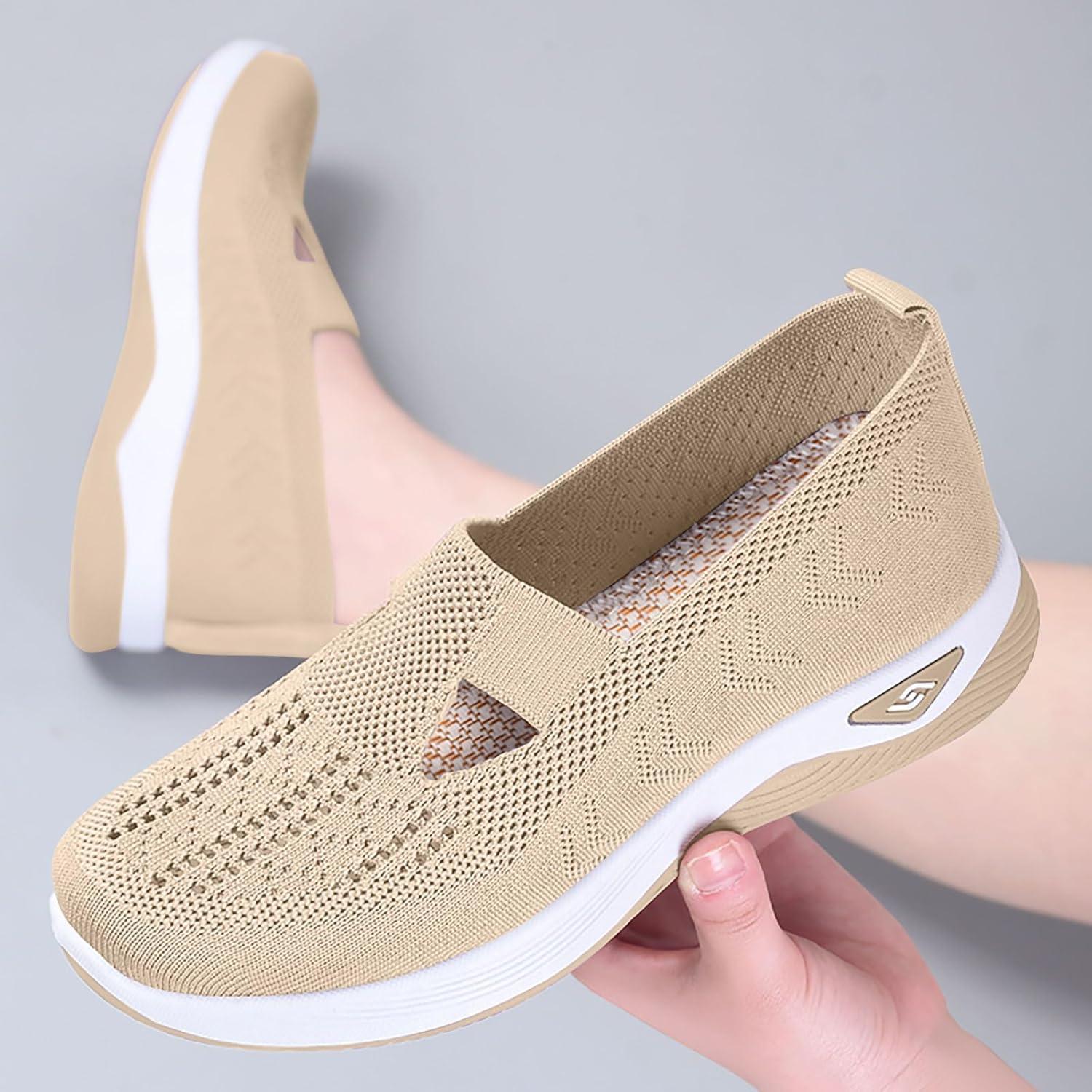 image:imageChaussures Femme Confort Chic Baskets OrthopDiques Plateforme pour Femmes Chaussuresde Sport Maille AntidRapantes Jogging Baskets OrthopDiques de Course LGRes et Respirantes Gym OutdoorC Beige
