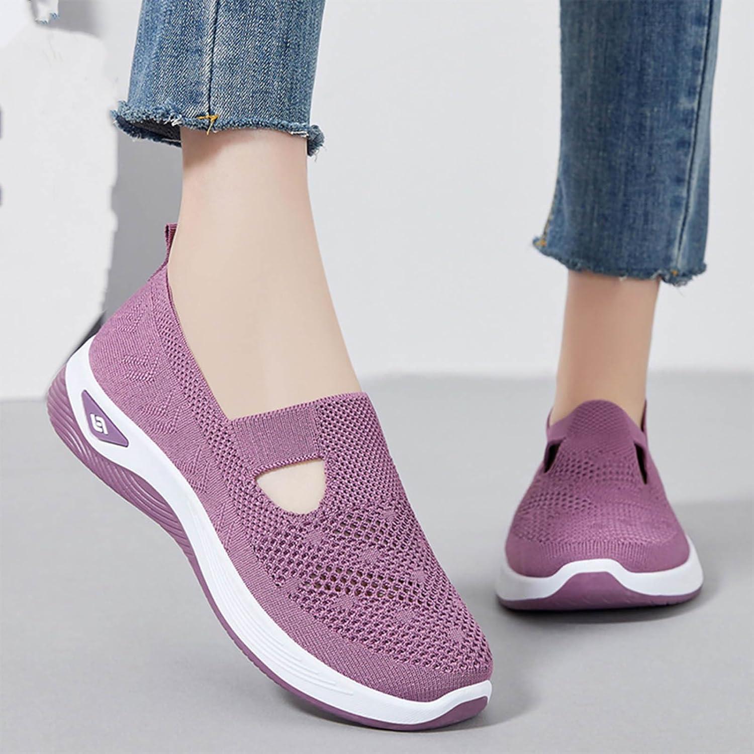 image:imageChaussures Femme Confort Chic Baskets OrthopDiques Plateforme pour Femmes Chaussuresde Sport Maille AntidRapantes Jogging Baskets OrthopDiques de Course LGRes et Respirantes Gym OutdoorB Rose Vif