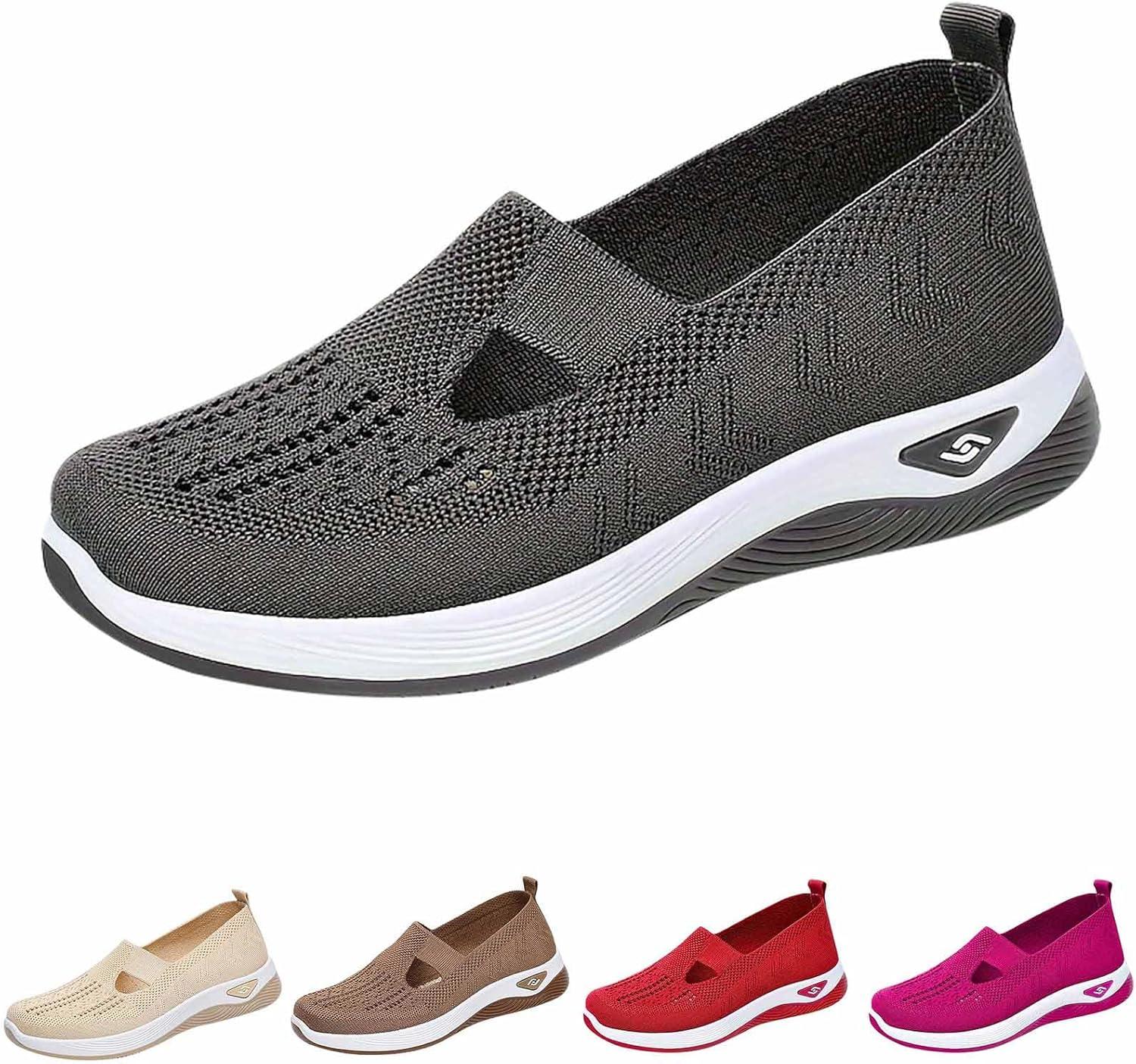 image:imageChaussures Femme Confort Chic Baskets OrthopDiques Plateforme pour Femmes Chaussuresde Sport Maille AntidRapantes Jogging Baskets OrthopDiques de Course LGRes et Respirantes Gym OutdoorC Rose Vif