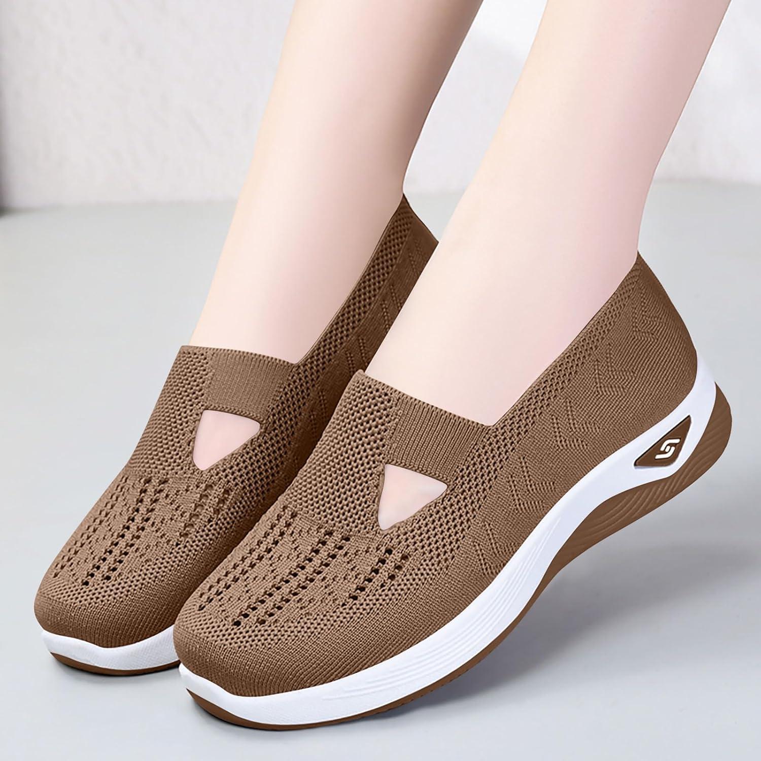 image:imageChaussures Femme Confort Chic Baskets OrthopDiques Plateforme pour Femmes Chaussuresde Sport Maille AntidRapantes Jogging Baskets OrthopDiques de Course LGRes et Respirantes Gym OutdoorC Kaki