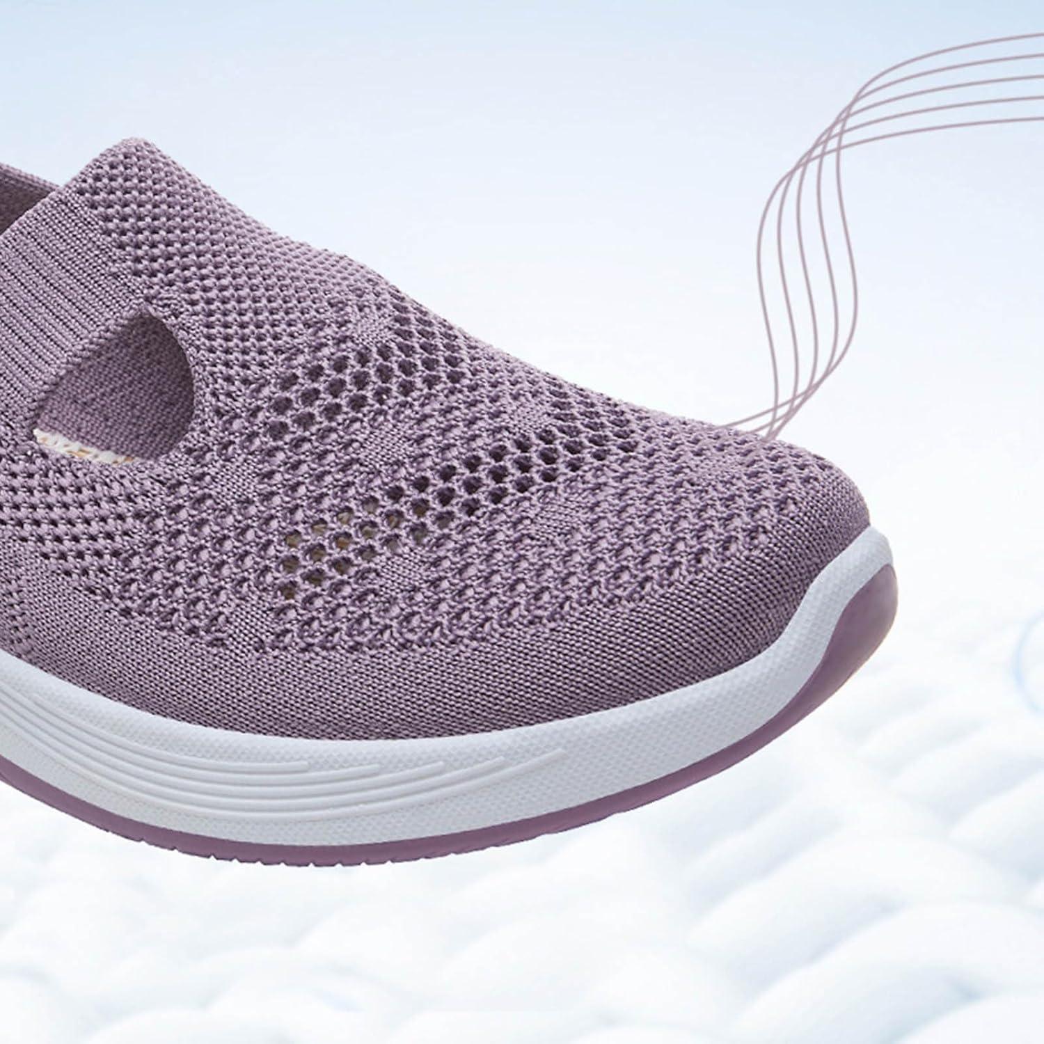 image:imageChaussures Femme Confort Chic Baskets OrthopDiques Plateforme pour Femmes Chaussuresde Sport Maille AntidRapantes Jogging Baskets OrthopDiques de Course LGRes et Respirantes Gym OutdoorB Violet